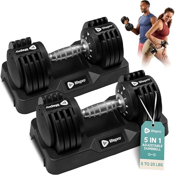 Lifepro Adjustable Dumbbells – 25lb Pair or 90lb